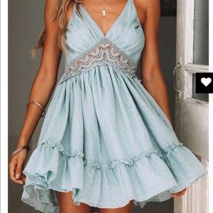 open back light blue boutique dress